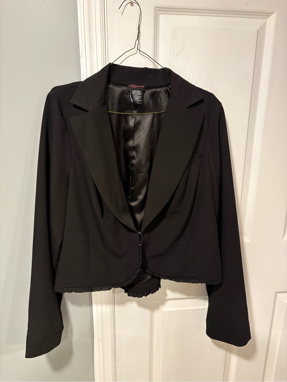 torrid Black Cropped Blazer with Satin Lapel